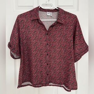 twik Black and Red Mini Floral Top